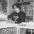 Barbara Cook working at her home office typewriter